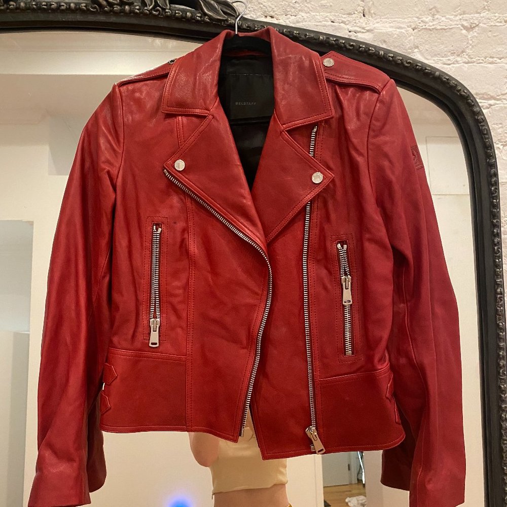 Belstaff - Red Leather Biker Jacket - S